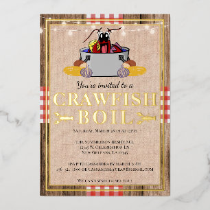 Krebse Kochen Jährliche Familienparty Rustikales P Folieneinladung