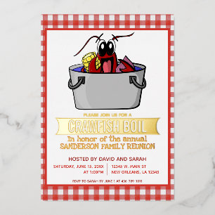 Krebse-Kochparty-Meeresfrüchte-Party-Picknick-Fami Folieneinladung