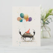 Krebse mit farbenfroher Balloons Flachgrußkarte Dankeskarte (Stehend Vorderseite)