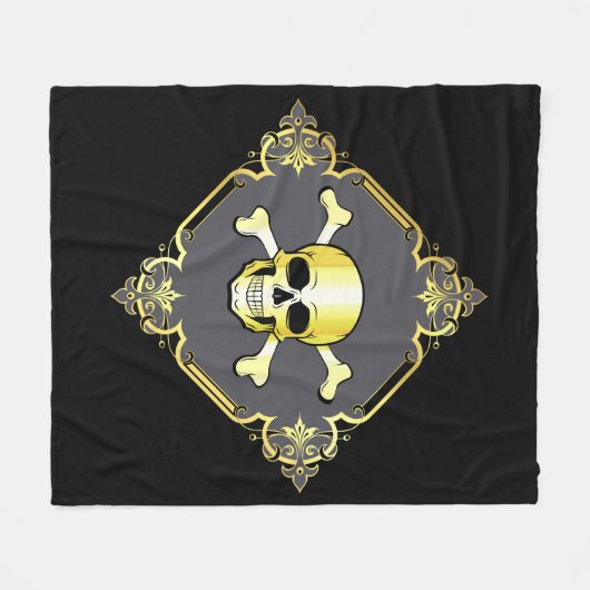 Krebse/Piratenflagge/Pirate/Gold/Fleece Fleecedecke (Vorderseite (Horizontal))