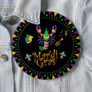 Krebse/Trompete/Maske/Lilie Mardi Gras Button