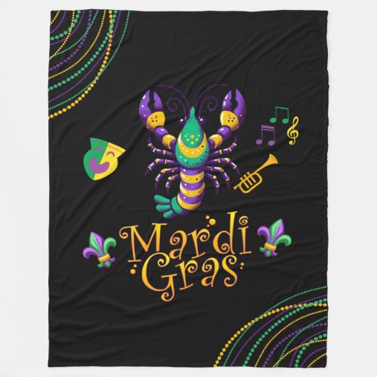 Krebse/Trompete/Maske/Lilie Mardi Gras Fleecedecke (Vorderseite)