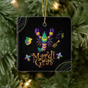 Krebse/Trompete/Maske/Lilie Mardi Gras Keramikornament