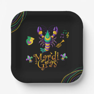 Krebse/Trompete/Maske/Lilie Mardi Gras Pappteller