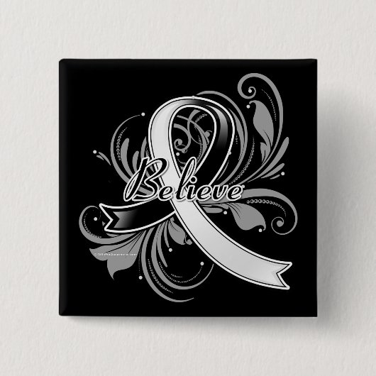 Krebserkrankung Blüh Ribbon Button (Vorderseite)