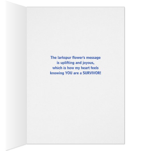 Krebsfrei bringt mich Joy Blue Larkspur (Innen (Rechts))