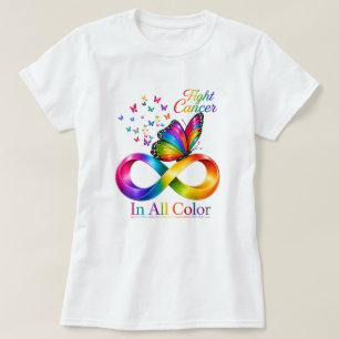 Krebskampf in allen Farben Regenbogen Schmetterlin T-Shirt