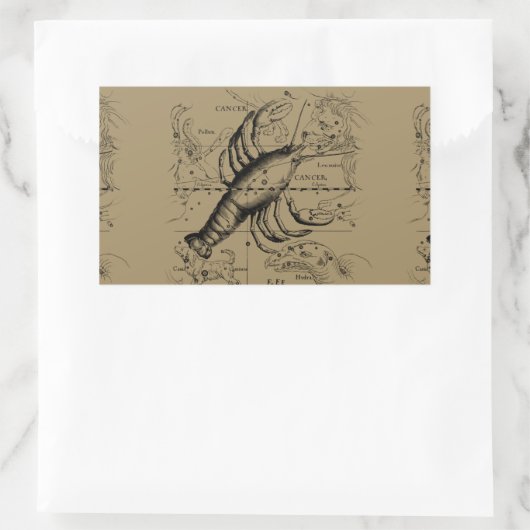 Krebskonstellation Hevelius 1690 Engaving Rechteckiger Aufkleber (Tasche)