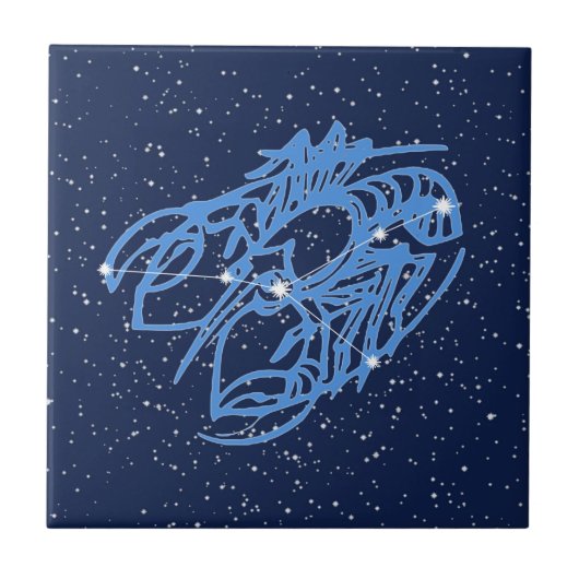 Krebskonstellation und Sonnensignatur mit Sternen Fliese (Vorderseite)