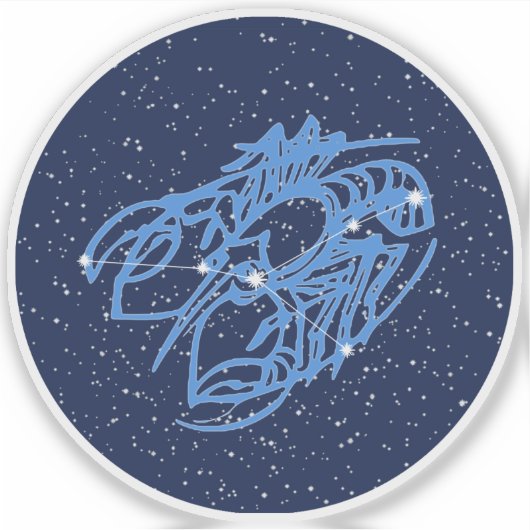 Krebskonstellation und Sternzeichen mit Sternen Aufkleber (Vorderseite)