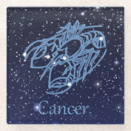 Krebskonstellation und Sternzeichen mit Sternen Glasuntersetzer