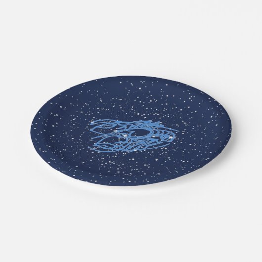 Krebskonstellation und Sternzeichen mit Sternen Pappteller (Schrägansicht)