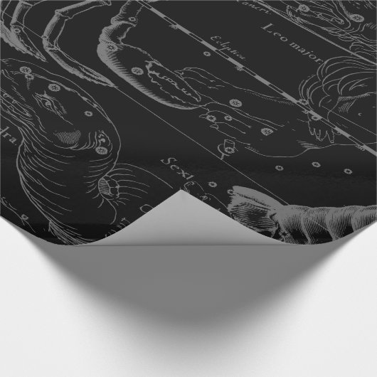 Krebskonstellation Vintage Gravur Geschenkpapier (Ecke)