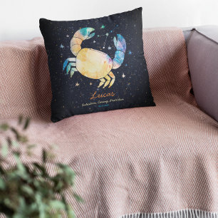 Krebskonstellation Zodiac Watercolor Star Galaxy Kissen