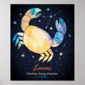 Krebskonstellation Zodiac Watercolor Star Galaxy Poster (Vorne)