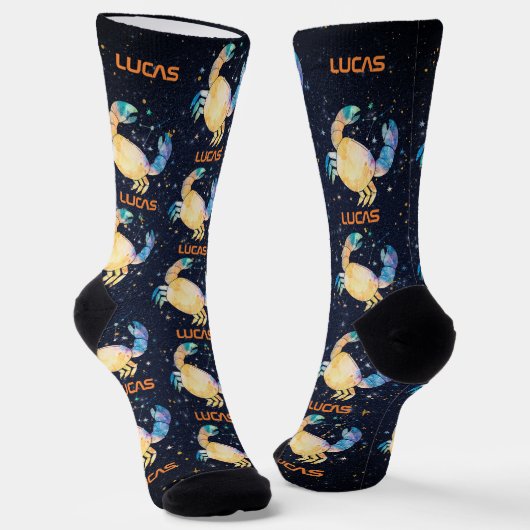 Krebskonstellation Zodiac Watercolor Star Galaxy Socken (Gewinkelt)