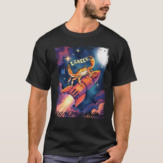 Krebskrabbe-Astrologie-Mondrakete Zodiakoroskop T-Shirt (Vorderseite)