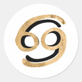 Krebskrabbe Astrologie Zodiaksymbol Gold Runder Aufkleber