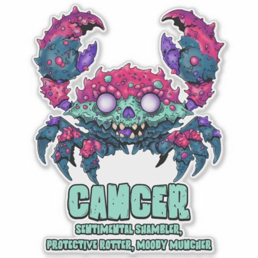 Krebskrebs Zombie Aufkleber (Vorderseite)