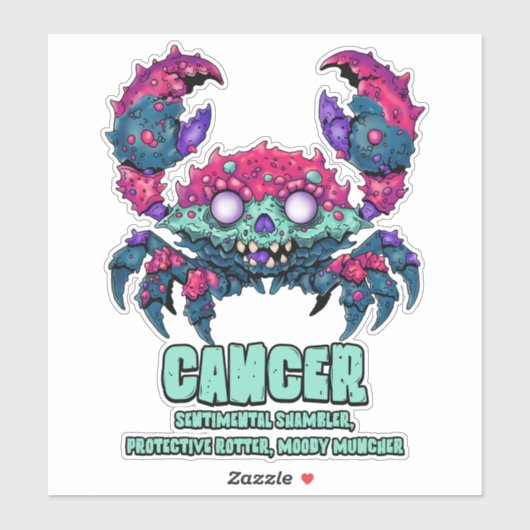 Krebskrebs Zombie Aufkleber (Blatt)