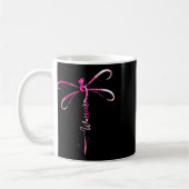 Krebskrieger Brustkrebs-Bewusstseinsdragonfly Kaffeetasse (Links)