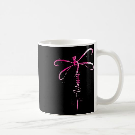 Krebskrieger Brustkrebs-Bewusstseinsdragonfly Kaffeetasse (Rechts)
