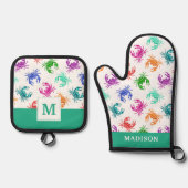 Krebsmuster Ofenhandschuh & Topflappen-Set (Vorderseite)