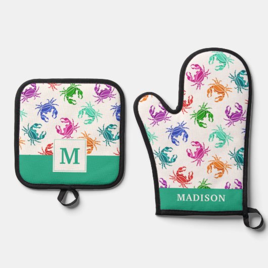 Krebsmuster Ofenhandschuh & Topflappen-Set (Vorderseite)