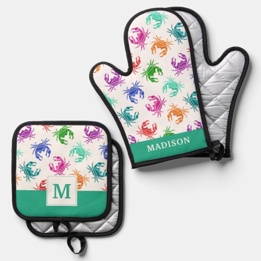 Krebsmuster Ofenhandschuh & Topflappen-Set (Vorderseite/Rückseite)