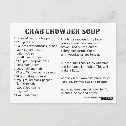 Krebsrezepte Postkarte (Rückseite)