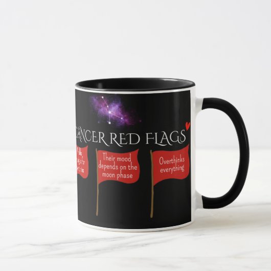 Krebsrote Flags Astrologie Tasse | Funny Zodiac-Ge (Rechts)