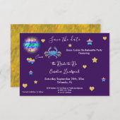 Krebssignatur & Disco Ball Junggeselinnen-Abschied Save The Date (Vorne/Hinten)