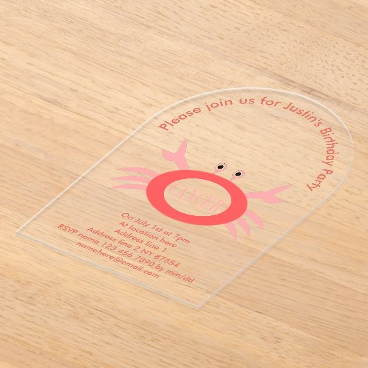 Krebsstern-Schildkröte Custom Birthday Party Acryleinladungen (Ablage )