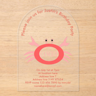 Krebsstern-Schildkröte Custom Birthday Party Acryleinladungen