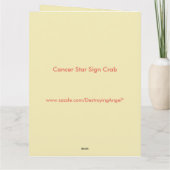 Krebssternensignatur Krebs Benutzerdefinierte Big  Karte (Rückseite)
