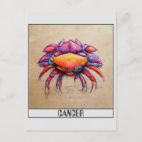 Krebsstift farbenfrohe Doodle Kunst Postkarte