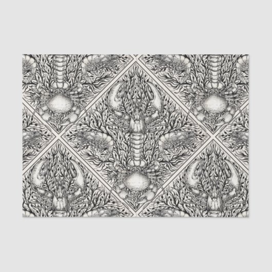 Krebstiere in schwarz und naturweiß seidenpapier (Vorderseite)