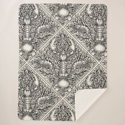 Krebstiere in schwarz und naturweiß sherpadecke (Vorderseite)