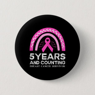 Krebsüberleben T-Shirt 5 Jahre Krebs frei rosa Reg Button