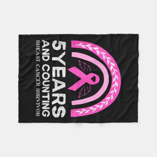 Krebsüberleben T-Shirt 5 Jahre Krebs frei rosa Reg Fleecedecke (Vorderseite (Horizontal))