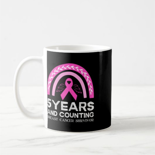 Krebsüberleben T-Shirt 5 Jahre Krebs frei rosa Reg Kaffeetasse (Links)