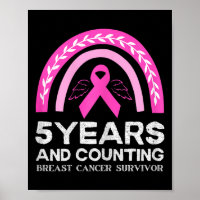 Krebsüberleben T-Shirt 5 Jahre Krebs frei rosa Reg