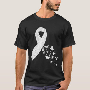 Krebsüberlebung Butterfly Weißer Ribbon Lungenkreb T-Shirt