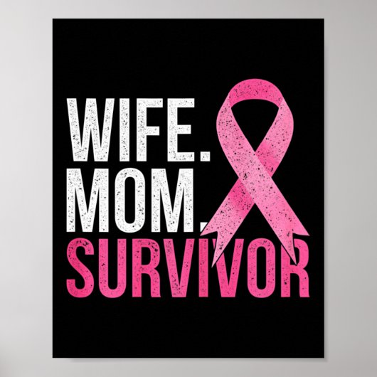 Krebsüberlebung Mama Ehefrau Geschenk Brustkrebs A Poster (Vorne)
