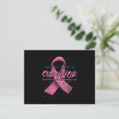 Krebsüberlebung Rosa Ribbon Brustkrebs-Auswarnen Ankündigungspostkarte (Stehend Vorderseite)