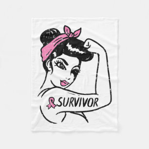 Krebsüberlebung Rosie Riveter Pink Awareness Women Fleecedecke