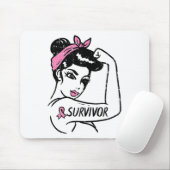 Krebsüberlebung Rosie Riveter Pink Awareness Women Mousepad (Mit Mouse)