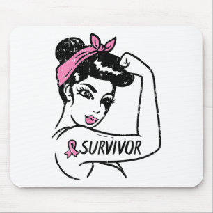 Krebsüberlebung Rosie Riveter Pink Awareness Women Mousepad