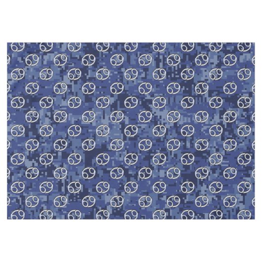 Krebszeichen auf Navy Blue Digital Camouflage Tischdecke (Vorderseite (Horizontal))
