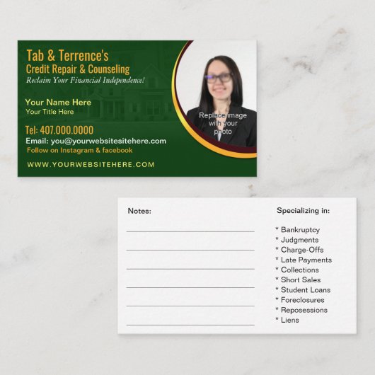 Kredit-Reparatur, die Visitenkarte-Schablone berät Visitenkarte (Vorne/Hinten)